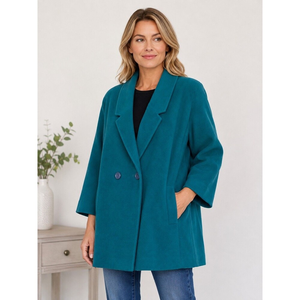 Vintage Fitz USA Made Wool Turquoise Double Breasted Coat Jacket Sz L?
